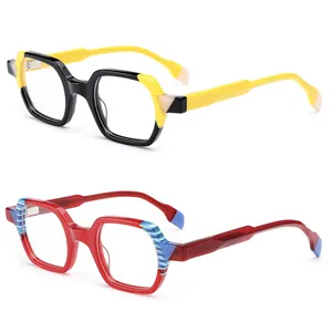 2023 Fashion Square Striped Colorful Frame montature per occhiali da vista in acetato uomo donna occhiali moda occhiali personalizzati