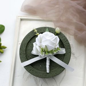 Flores de Plástico Estilo Europeo, Rosas Simuladas Blancas para Novia, Damas de Honor, Muñequeras y Flores de Pecho para Bodas, Eventos y Fiestas - Product Image 2