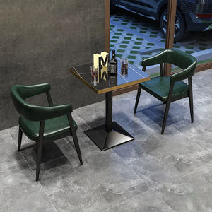 Wholehouse Retro Cafetería Restaurante Bar Muebles Tapicería Silla de comedor Sofá de cuero Cabina Asientos Muebles de mesa negros - Product Image 5