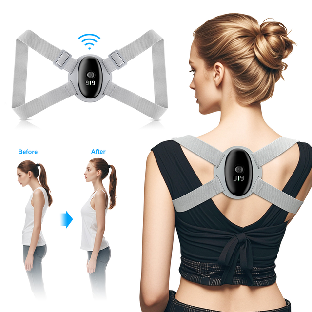 Intelligent Upper Back Clavicle Brace Smart Sensor Vibration Adjustable Shoulder Straightener Posture Corrector