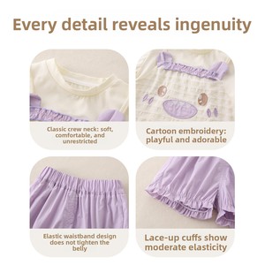 Completo estivo in cotone a due pezzi con cartoni animati per bambine, novità 2026, completo dolce con <span class=keywords><strong>pantaloncini</strong></span> e maglietta a maniche corte - Product Image 4