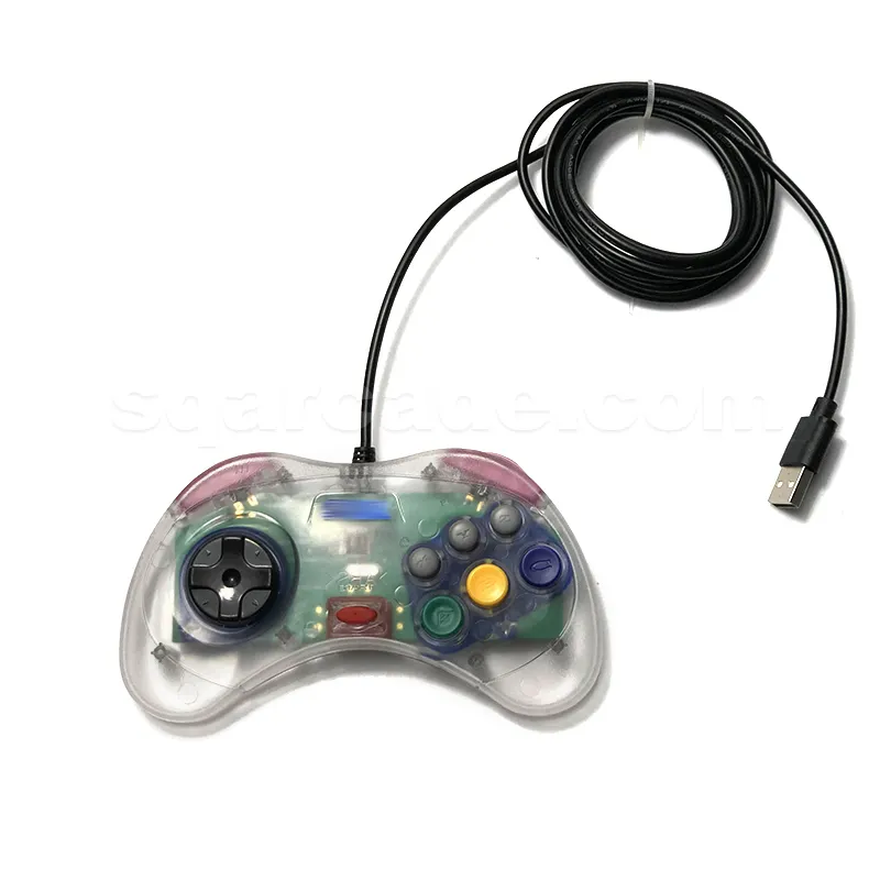Saturn Style Transparent Gamepad Homemade USB Handle Retro Game Accessory Low Delay Controller For PC/X Box