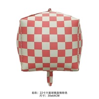 Ballons en aluminium mats 22 pouces 4D à motif damier pour fête d'anniversaire, décoration en poudre, vente en gros