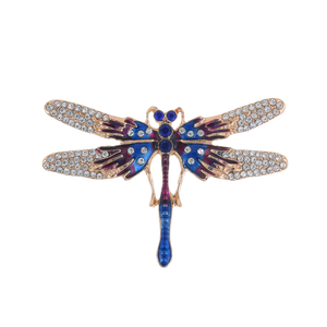 Venta al por mayor Libélula Broche Aleación Rhinestone Animal Pecho Flor Goteo Aceite Multifuncional Libélula Rhinestone Broche - Product Image 6