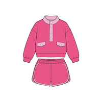 Conjunto de Top de Manga Larga y Pantalones Cortos para Niñas al por Mayor, Conjunto de Top de Cuello Redondo y Pantalones Cortos para Niñas, Atuendo de Manga Larga para la Escuela, Deportes y Gimnasio