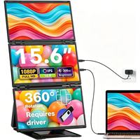 Extensor de Pantalla Portátil para Laptop con Pantalla Cuádruple de 15.6 Pulgadas (Horizontal/Vertical), Conexión con un Solo Cable para Windows y Mac
