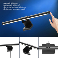 Lampe de bureau LED moderne suspendue pour écran, CRI 95, asymétrique, anti-éblouissement, à intensité variable, 3 températures de couleur, alimentée par USB, protection oculaire