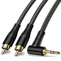 Câble audio DAJIANG OEM 3,5 mm Jack coaxial RCA mâle 3,5 mm à angle droit de 90 degrés vers 2 RCA 1 m pour TV, smartphone, ordinateur portable