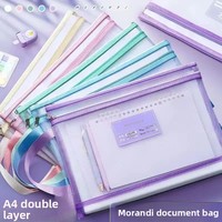 Bolsa de archivo para clasificación de materias escolares, con cremallera, de doble capa, gran capacidad, tamaño A4, transparente, de malla de nailon, para guardar papeles de prueba