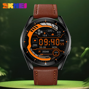 Skmei Men's Smartwatch Round Dial Genuine Leather Band Bluetooth Calling Sports Watch With Heart Rate Sleep Monitor IPX8 - Product Image 1