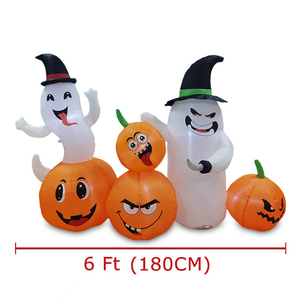 1.8M <b>Halloween</b> <b>Inflatable</b> Pirate Pumpkin & Spooky White Ghost with LED Lights Outdoor Yard Decor Ornament - Product Image 2