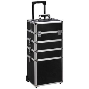 Sacs de maquillage professionnels, 4 en 1, serrure de poignée de levage, en aluminium, avion roulant, étuis de train pour cosmétiques, pour artistes de maquillage et coiffeurs - Product Image 1