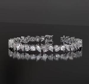 Bracelet tennis en moissanite pour hommes et femmes, plaqué or blanc, argent sterling 925, bracelets éternité en forme de poire pour tous les jours - Product Image 2