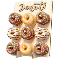 Support à donuts en bois pour 9 donuts, idéal pour les anniversaires, mariages, baby showers, et décorations de fête
