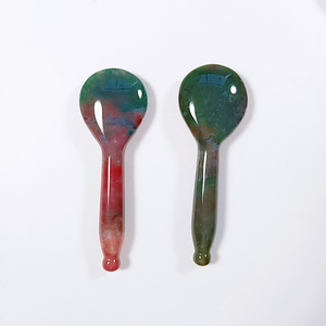 2025 Farbe gemischter Achat Halbe del stein Gesichts massage Meridian Schrott platte Fabrik verkauf - Product Image 2