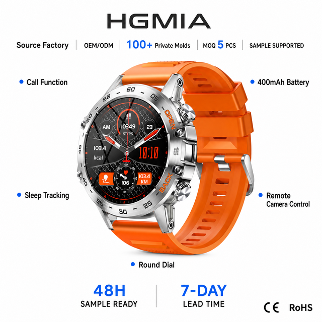 2026 New K52 Fashion Sport Smart Watch Phone Calling Waterproof 400mAh Big Battery Round Sleep Tracker Remote Control