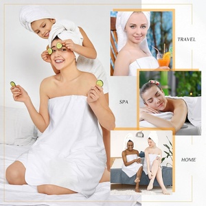 Custom Embroidery Logo Women's Microfiber <strong>Towel</strong> <strong>Wrap</strong> Soft Lightweight Shower <strong>Wrap</strong> Absorbent Spa Body <strong>Wrap</strong> Bath Robe <strong>with</strong> <strong>Velcro</strong> - Product Image 5