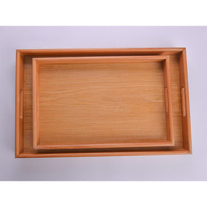 Juego de 2 bandejas rectangulares de madera decorativas para servir frutas y alimentos en restaurantes, de 48x30 cm y 38x25 cm, a precios bajos. - Product Image 3
