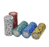 Set Chip Poker Tanah Liat 14g Profesional Kustom 300 500 1000 Buah untuk Kasino dengan Logo Kustom 40mm Merek WQ