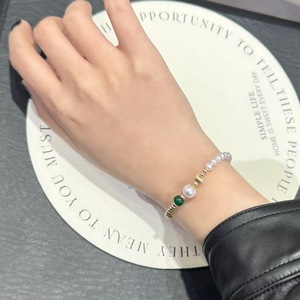 Bracelet demi-perle populaire en agate verte avec un fort éclat, nouvelle couleur chinoise, bijoux fins et charmants - Product Image 5