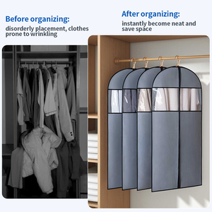 Housse anti-poussière translucide pour vêtements, <span class=keywords><strong>cintre</strong></span> imperméable, avec rangement de garde-robe anti-poussière en tissu PEVA - Product Image 6
