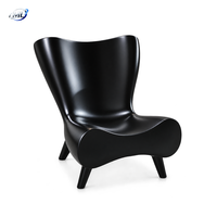 Fauteuil de salon moderne en fibre de verre sculptural et durable, fauteuil d'appoint noir pour la maison, le salon, l'hôtel commercial