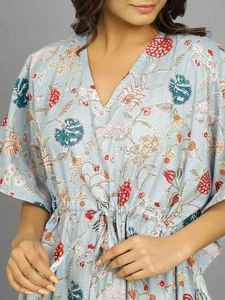 Handmade Indian Cotton One-piece <b>Kaftan</b> Dress Lightweight Quick Dry <b>Beach</b> Cover up Boho Summer Resort Wear for Women - Product Image 6