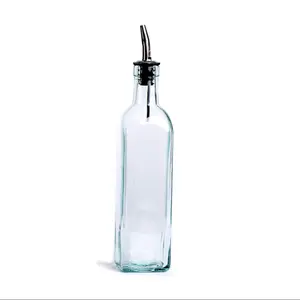 透明方形装饰橄榄油瓶不锈钢倒酒器设置 750毫升
