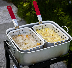 หม้อ<span class=keywords><strong>ทอด</strong></span>แก๊สสำหรับใช้งานกลางแจ้งขนาดใหญ่ 58000 BTU ความจุ 18 ควอร์ต พร้อมตะกร้า 2 ใบและฝาปิด เหมาะสำหรับทอดปลา ปีกไก่ และเฟรนช์ฟรายส์ - Product Image 2