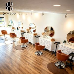 Fauteuil de Barbier Moderne pour Femmes, Marron, Structure en Acier Inoxydable, Siège en Cuir, Pompe Hydraulique, Hauteur Réglable, Rotation 360°, pour Salon de Coiffure - Product Image 6