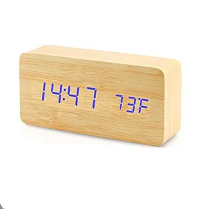 Reloj despertador de madera digital de mesa de proveedor de fábrica de nuevos productos