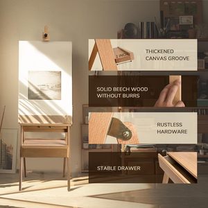 JQ Vente en gros Support de sol pliant en bois Aquarelle Extérieur Croquis Art Chevalet Chevalet Stand Peinture à l'huile Chevalet <span class=keywords><strong>pour</strong></span> Peinture - Product Image 5
