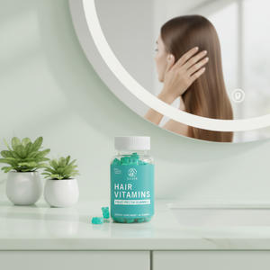 Integratore Multivitaminico in Gommose <span class=keywords><strong>Blu</strong></span> per Adulti con Biotina, Vitamina C ed E, a Marchio Privato, per la Crescita dei Capelli e la Riduzione della Caduta dei Capelli - Product Image 1