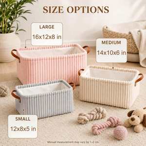 Custom Diaper <b>Basket</b>, Personalized Corduroy Storage Bin for Nursery Decor, Foldable Cloth <b>Laundry</b> Hamper for Diapers, Blankets - Product Image 6