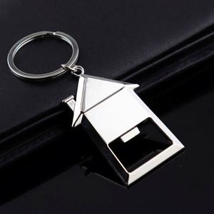 New House Shape Key Chain Beer Bottle Opener Laser Engraving Blank Metal <b>Keychain</b> Custom logo Key Rings Realtor Closing Gifts - Product Image 4