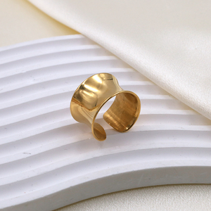 2024ファッションジュエリーパーソナリティステンレススチール14k18kゴールド防水調節可能オープンリング女性用男性ギフトジュエリー - Product Image 4