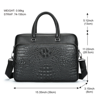 Sac pour ordinateur portable et téléphone en cuir véritable à motif crocodile pour homme, doublure polyester, fermeture éclair, modèle voyage, vente chaude