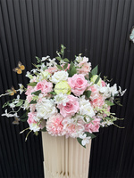 Boule de fleurs artificielles en soie blanche et rose, faite à la main, pour centre de table de mariage printanier, décoration de fête de mariage