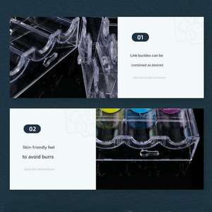 Inean Play clair acrylique <span class=keywords><strong>Poker</strong></span> jeton plateau Casino 100 pièces support avec couvercle Premium étagère doré monté Portable Rack Table valise - Product Image 5