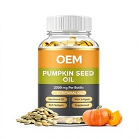 Capsules d'huile de graines de citrouille 2000mg 42g 60 unités Complément alimentaire OEM Marque privée Soutien quotidien pour adultes
