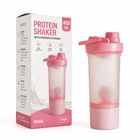 Bouteille de sport en plastique 400 ml pour adultes, anti-fuite, écologique, résistante à l'eau bouillante, avec couvercle à vis, idéale pour les protéines en poudre, parfaite pour les voyages et la salle de sport