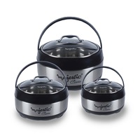 Ensemble de chauffe-plats isothermes en acier inoxydable unique, 3 pièces |   Ensemble de casseroles isothermes à double paroi pour la cuisine et la salle à manger
