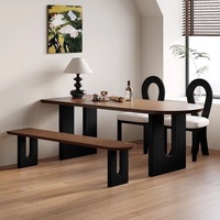 Table à manger ovale 4 places en bois massif de style médiéval français, mobilier de maison pour petit appartement, réception/négociation murale