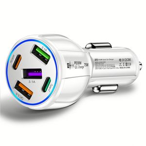 ที่ชาร์จโทรศัพท์ในรถยนต์แบบพกพาหลายพอร์ต USB-C 75w ชาร์จเร็ว ที่ชาร์จในรถยนต์ 30w 5 พอร์ต Type C USB ชาร์จเร็ว 3.0 - Product Image 1
