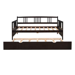 Cama nido doble de madera con cama nido extraíble, color espresso, para niños, con almacenamiento - Product Image 5