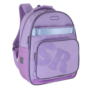 Purple Nylon Student <b>Backpack</b> 15 Inches Softback Multiple Pockets Zipper Closure Unisex Fashion Day <b>Backpack</b> - Product Image 2