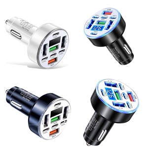 Cargador de coche USB <span class=keywords><strong>8</strong></span> en 1 tipo C PD con pantalla de voltaje, adaptador de <span class=keywords><strong>carga</strong></span> súper rápida para <span class=keywords><strong>iPhone</strong></span>, Samsung, Huawei y teléfonos Android. - Product Image 1