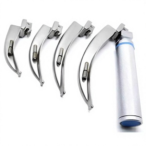 Ensemble de laryngoscopes LED pour adultes, modèle Macintosh standard, instruments chirurgicaux orthopédiques manuels, 4 lames réutilisables, certifiés CE, en acier inoxydable - Product Image 1