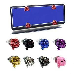 Skull Design License <b>Plate</b> Screws M6 Thread Universal Car <b>Decorative</b> Metal Bolts 25x26mm Multi Color Options - Product Image 1