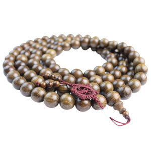 Collier de prière bouddhiste 108 perles en bois de santal doré vieilli avec pompon, style ethnique, unisexe, bijoux pour cérémonies religieuses - Product Image 5